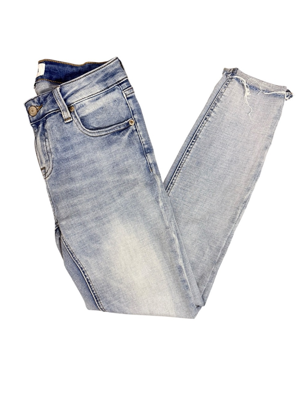 Pistola Light Wash Skinny Jeans Size 25 Raw Hem Stretch Mid Rise - Picture 5 of 10